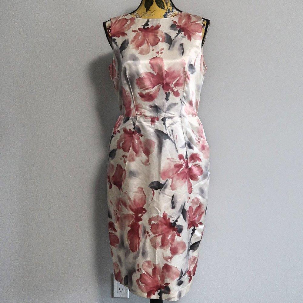 Jones New York Floral Print Satin Dress Size 8